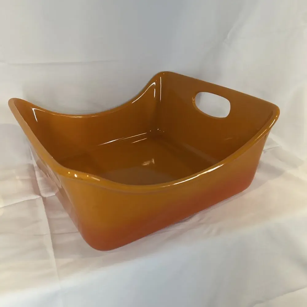 Rachel Ray stoneware orange ombre 2 handled H016 9